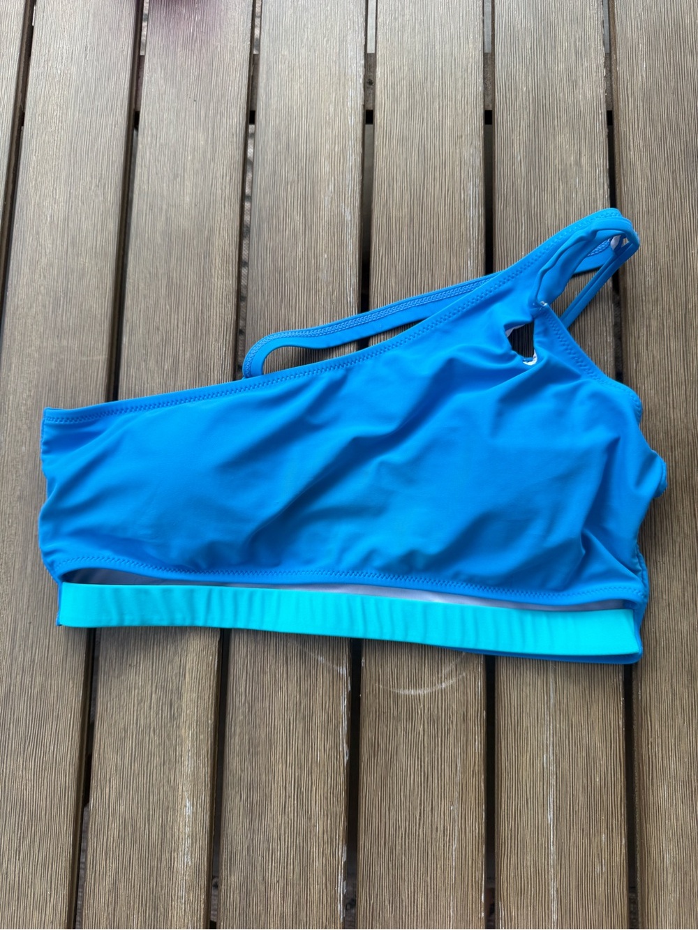 BALEAF Women’s One Shoulder Bikini Swim Top Blue Turquoise Size XL